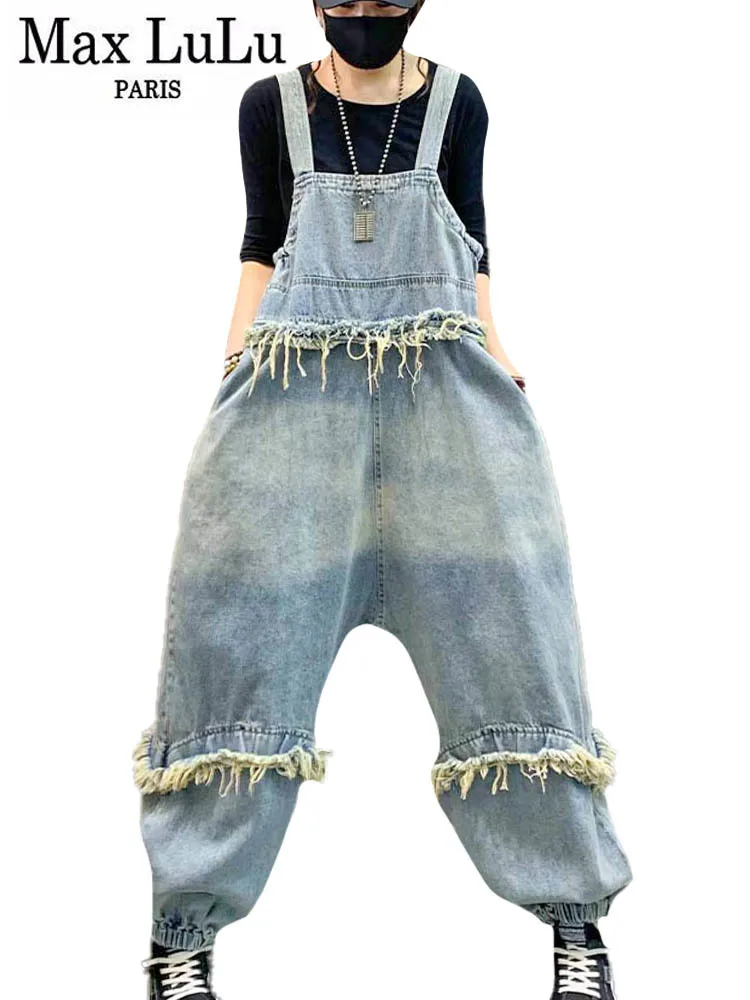 

Max LuLu Fall New Clothes Fashion Street Style Overalls Ladies Loose Vintage Casual Jeans Harem Trousers Luxury Punk Denim Pants