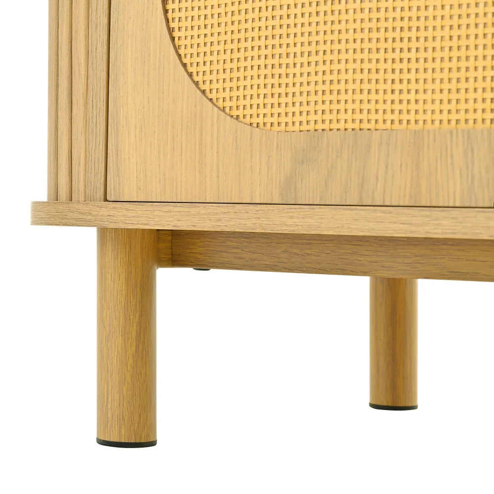 Modernes Sideboard mit vielseitigen Holzoptik-Schubladen, Regalen, Metallbeinen für die Aufbewahrung im Wohnzimmer – Detail 22