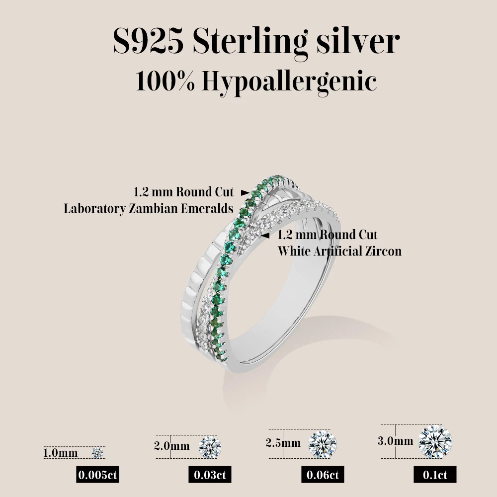 MINTYBOX Lab Zambian Emerald Rings for Women Men S925 Silver White Zircon Ring Trendy Office Daily Wear Jewelry with Certificate