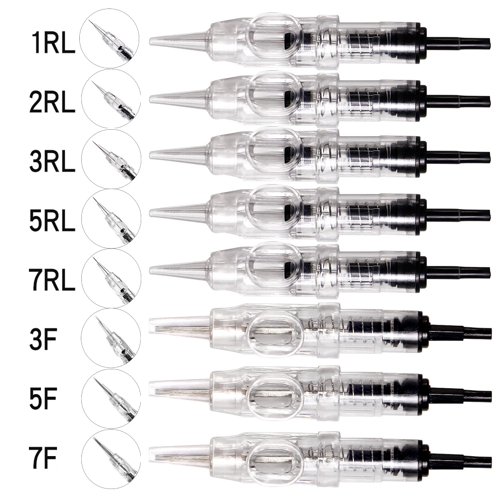 10/20/50/100Pcs Eyebrow Lip Machine Sterile Tattoo Cartridge Needles Tattoo Lips 1RL/2RL/3RL/5RL/7RL/3F for Permanent Makeup Pen