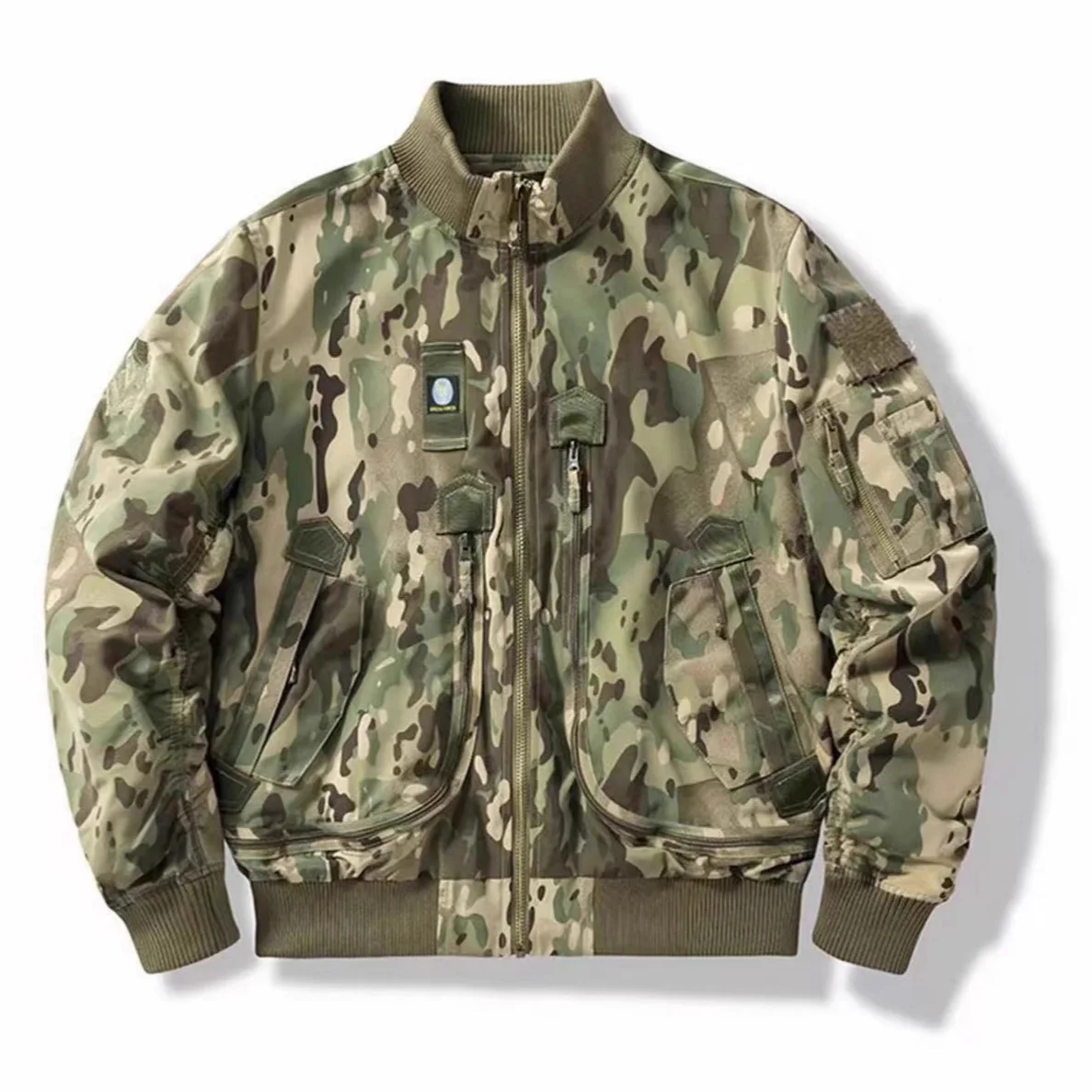 Men's Air Force Pilot Bomber Jacket Stand Collar Baseball Workwear Jacket Windproof Wear Resistant Outdoor Streetwear Coat