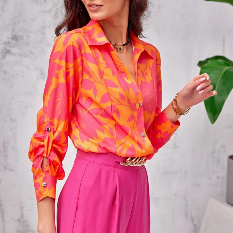 Camisas e blusas de manga longa trabalho topos blusas cores camisas para mulheres impressão vintage camisas de escritório streetwear topo blusa y2k