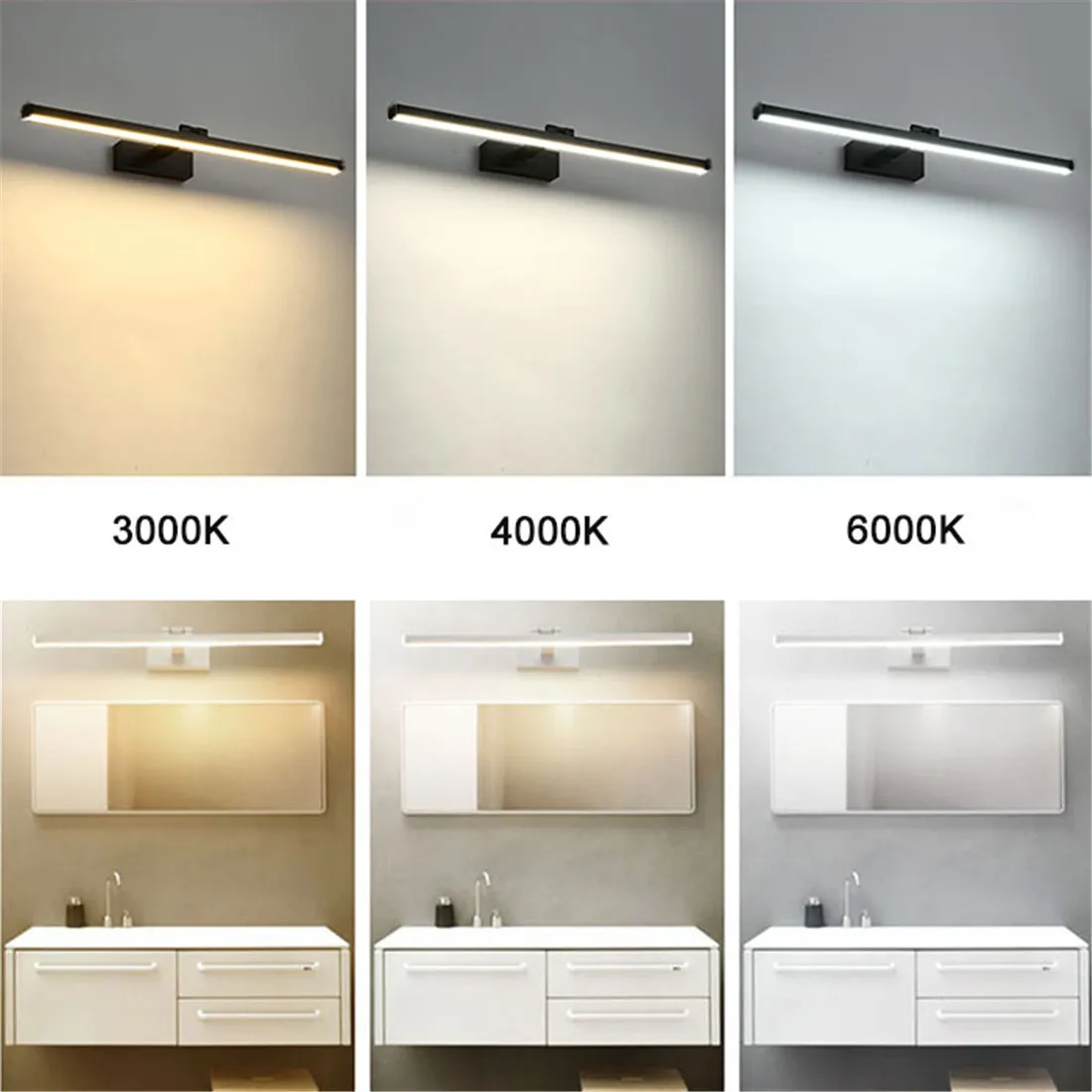 Lámpara LED de pared para espejo de baño, luz moderna de acrílico, resistente al agua, AC85-265V, 40cm, 60cm, 70cm, 90cm, 110cm