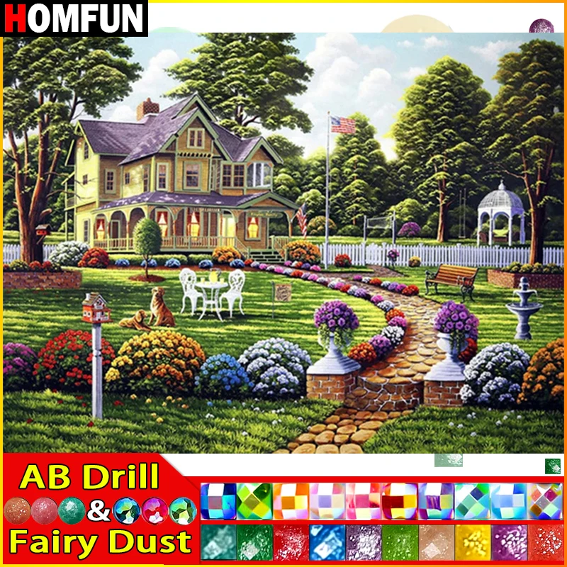 HOMFUN Fairy Dust AB 5D DIY Diamond Embroidery Full Display \