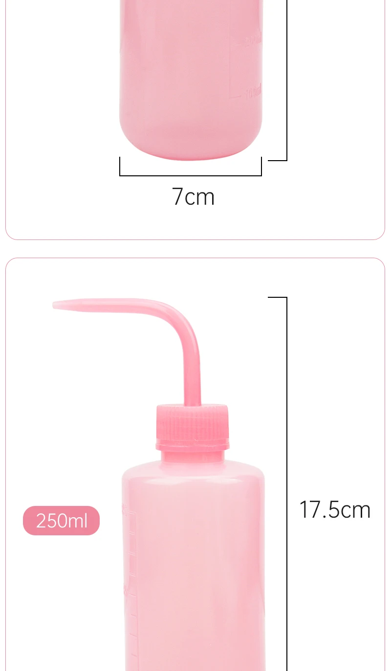 250/500 ml Wimpernverlängerung Saubere Waschflasche Klare Kunststoff Schlagwaschflasche Tattoo Wash Squeezy Labor Messflasche – Detail 3