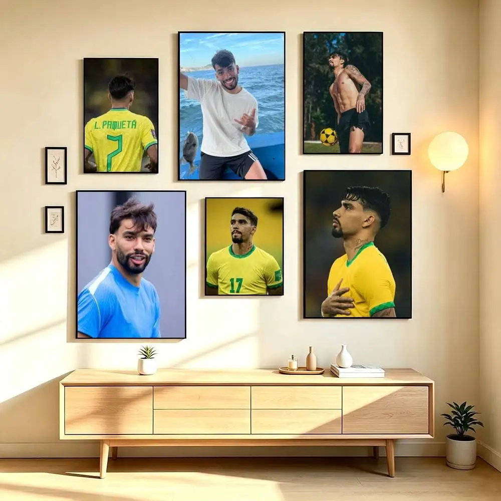 L-Lucas Paqueta Football Player Poster Waterproof Wall Art Sticker For Bar Living Room Vintage Decor High Quality Print Gift