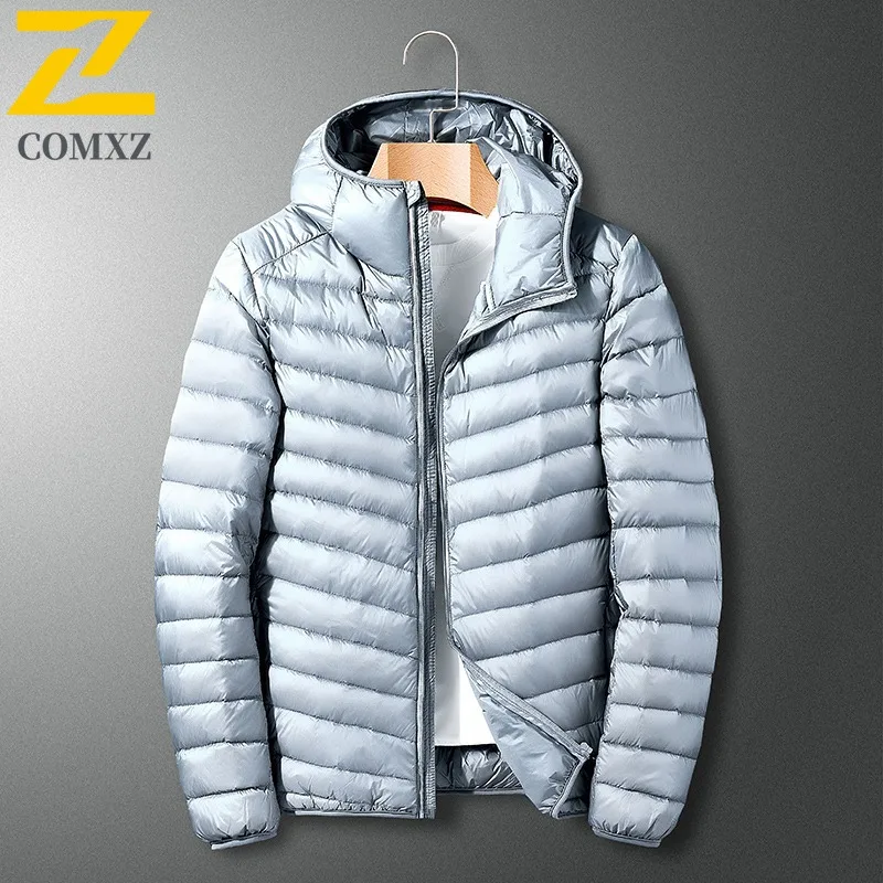 COMXZ 2025 Piumino da uomo Premium Pendolarismo Ufficio Parka caldo addensato Tinta unita Comodo cappotto invernale ultraleggero