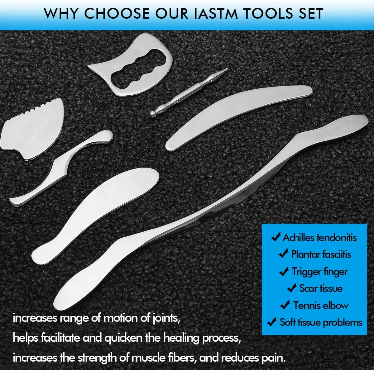 Stainless Steel Gua Sha Scraping Massage Tools Set IASTM Tool Great Soft Tissue Mobilization Tool Physical Therapy Body Massager