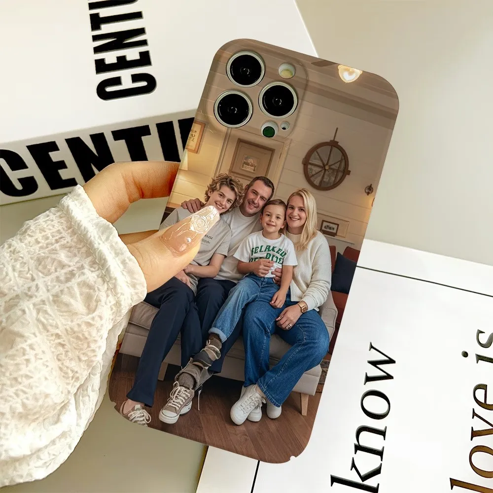 Custom DIY Photos Phone Case For iPhone 17 16 15 14 13 12 11 Air Pro XS Max XR 17ProMax 7 8 Plus Glossy Film Hard PC Cover
