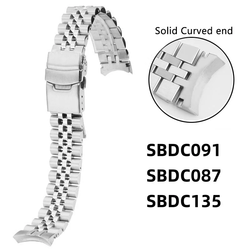 

Curved End Metal Stainless Steel Watch Strap For SEIKO Steel Strap SBDC091 SBDC087 SBDC135 SARB017 Series Special 20mm Bracelet