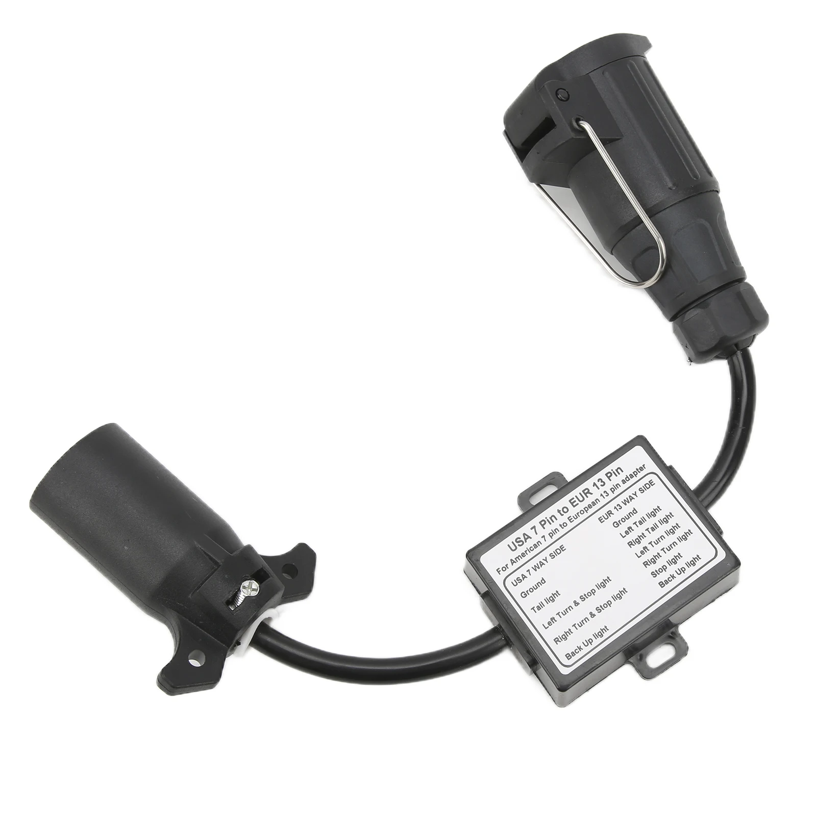 

Автомобильный соединительный адаптер для прицепа: с 7-контактного на 13-контактный разъем, удобный в использовании, простое подключение, пластиковый корпус.