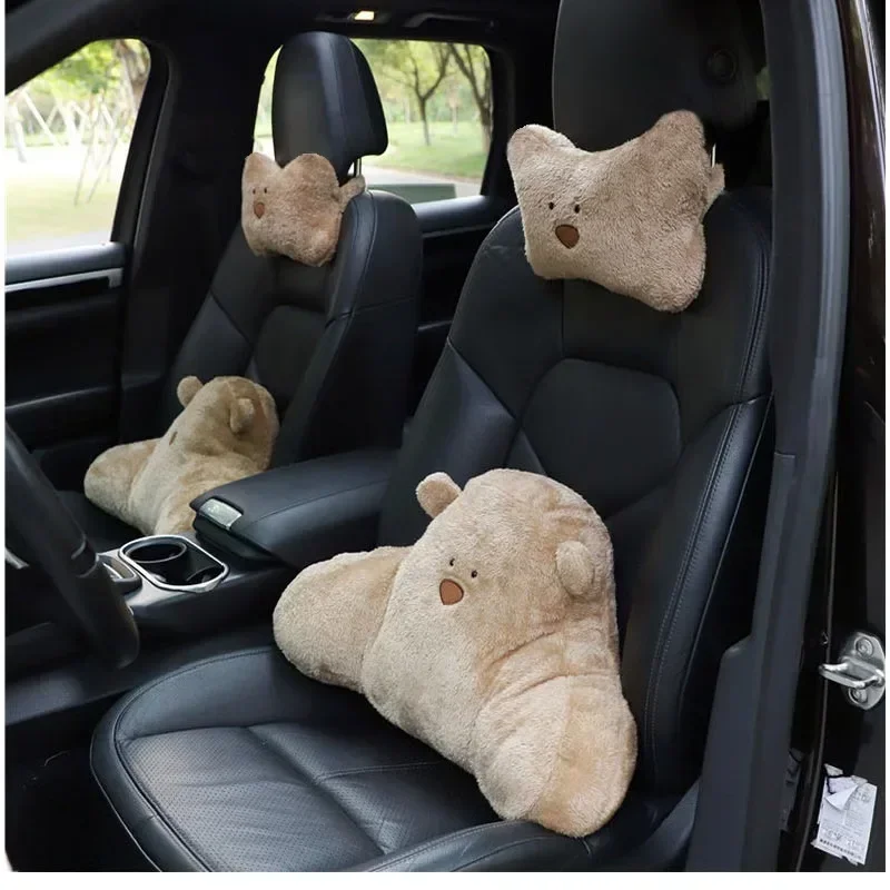 

Plush Car Headrest Lumbar Support Lumbar Cushion Cartoon Bear Backrest Lumbar Pillow Car Comfortable Neck Pillow Car Accessorie
