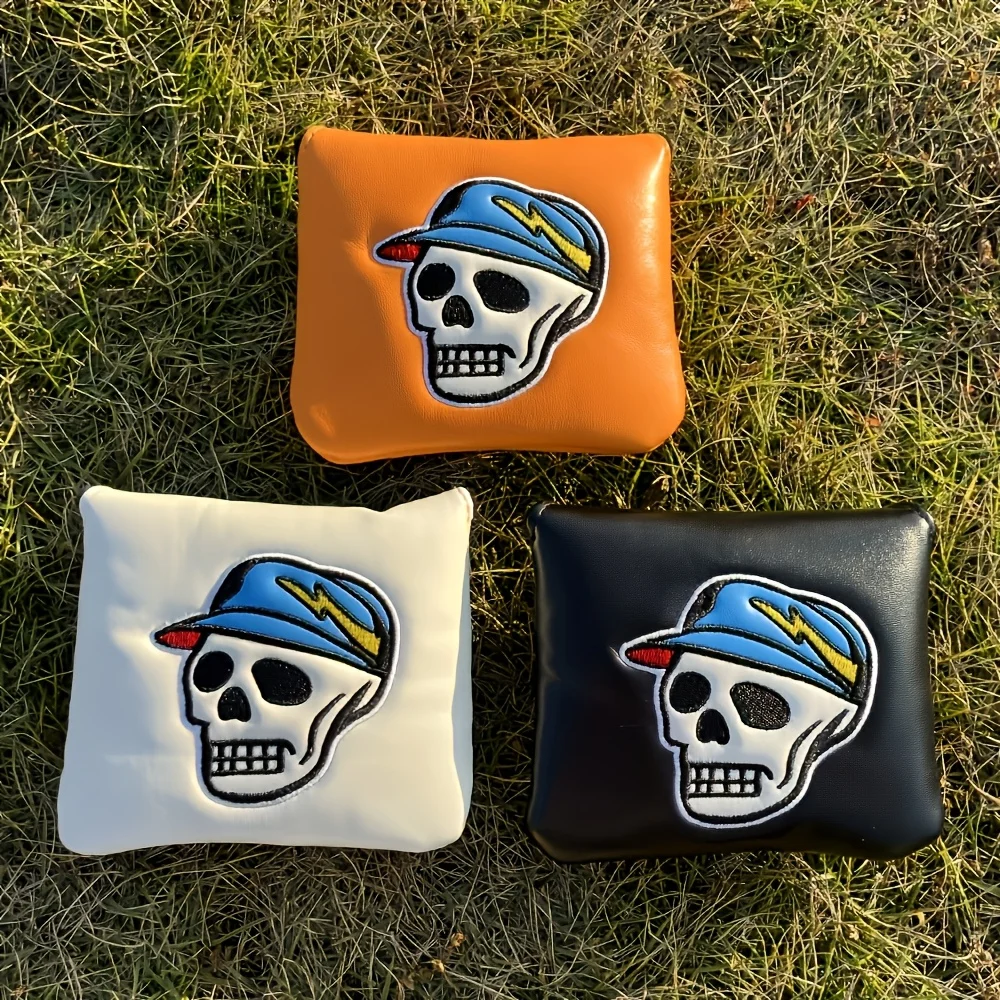 1pc Golf Club Head Cover, Skull Embroidery Durable Golf Club Protective Cover, Choose from Three Different Colors