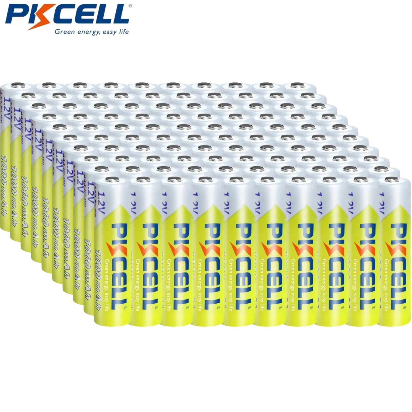 100PCS PKCELL 1000mAh AAA Rechargeable Batteries 1.2V Ni-MH Rechargeable AAA Batteries High Capacity Triple A Batteries