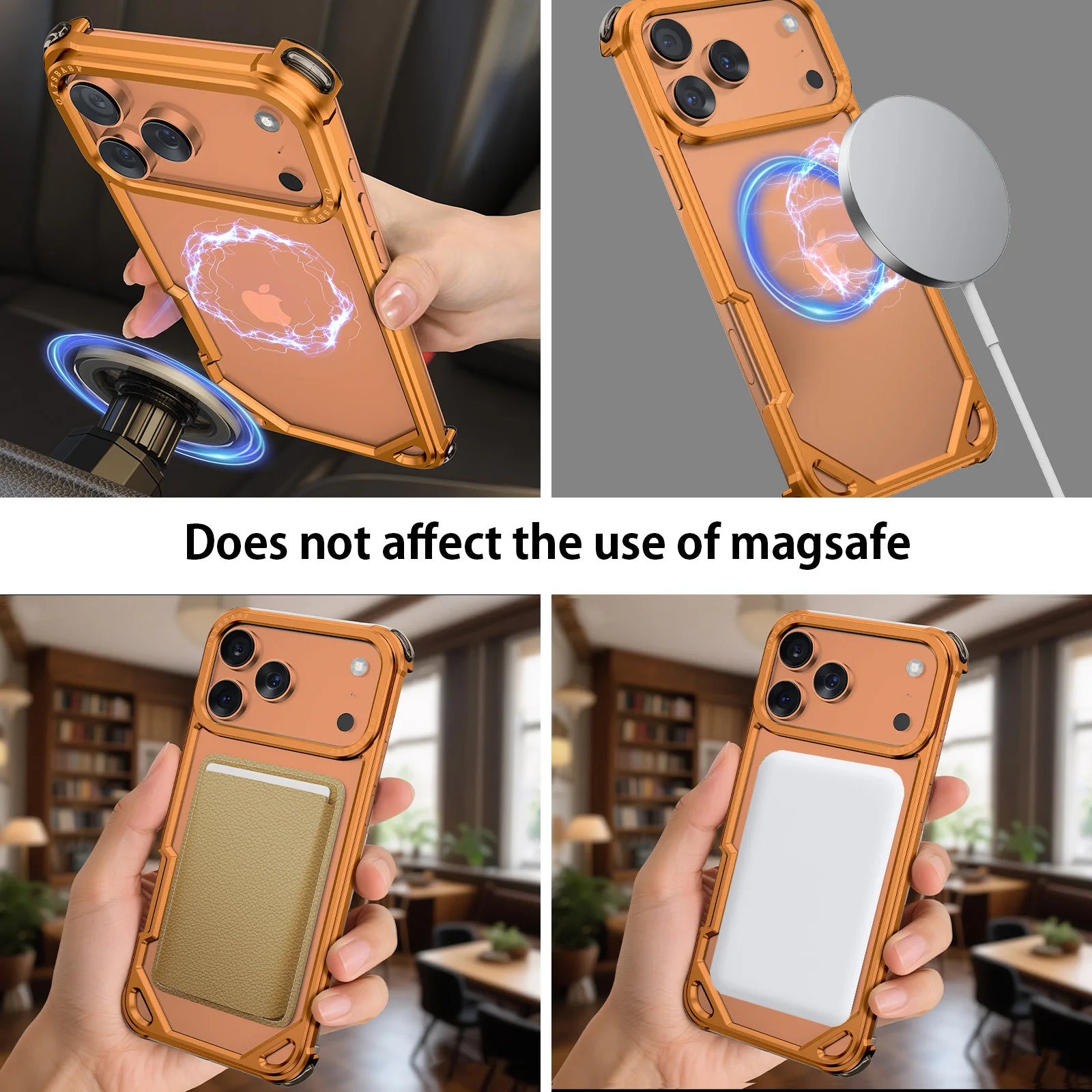 Oatsbasf Metalowe Etui na Telefon iPhone 17 Pro/Pro Max/17/Air Minimalistyczne Etui Obsługujące Bezprzewodowe Ładowanie Ultracienkie Etui Ochronne — zdjęcie produktu 5