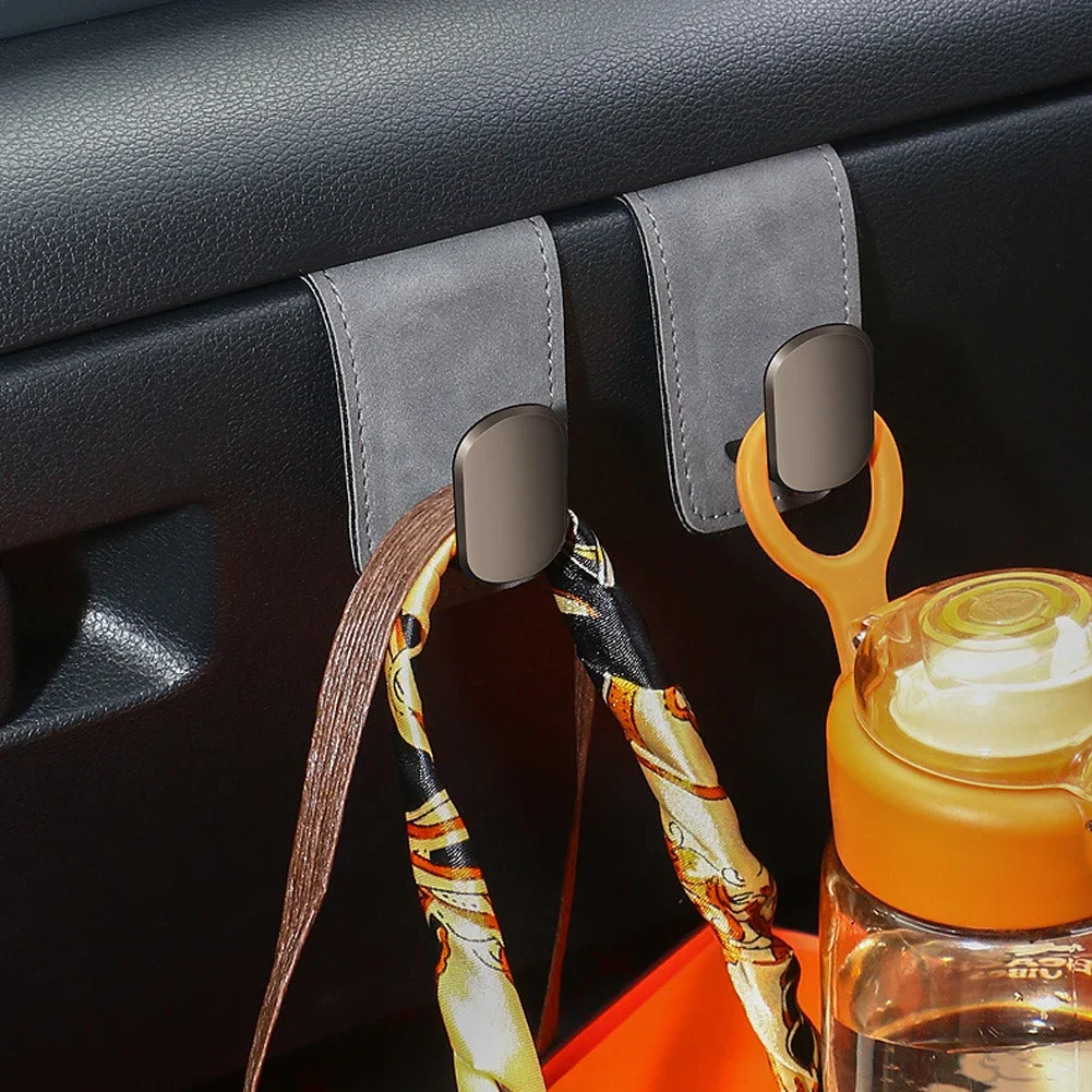 Universal Suede Car Glove Box Hooks Large Load-Bearing Hook Interior Hanging Dual Hook Passenger Purse Bag Hanger Hat Holder