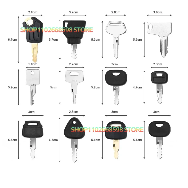 12PCS 301/787/H800/5P8500/K250/14607/H806/D250/777/606 Master Schlüssel Zündung Für Landwirtschaft Schwere Pflanzen Maschinen Digger Traktor