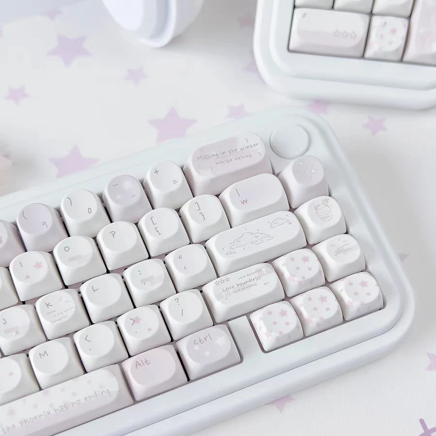 Bluebird Whisper Pink Keycaps Set Custom PBT Sublimation Keyboard Caps Cherry Profile Keycap for Mechanical Keyboard Accessories