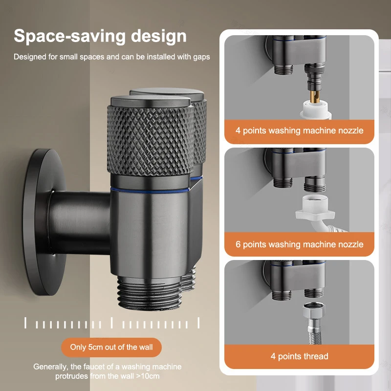 الفولاذ المقاوم للصدأ نقطة واحدة صمام زاوية المياه مدخل واحد اثنين منفذ صمام تحويل المياه صمام الزاوية التحكم المستقل #3