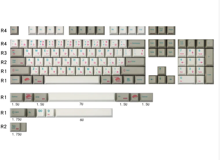 EnjoyPBT Sushi Japanese root keycap PBT Dye sub Cherry profile for 68 80 84 108 mechanical keyboard