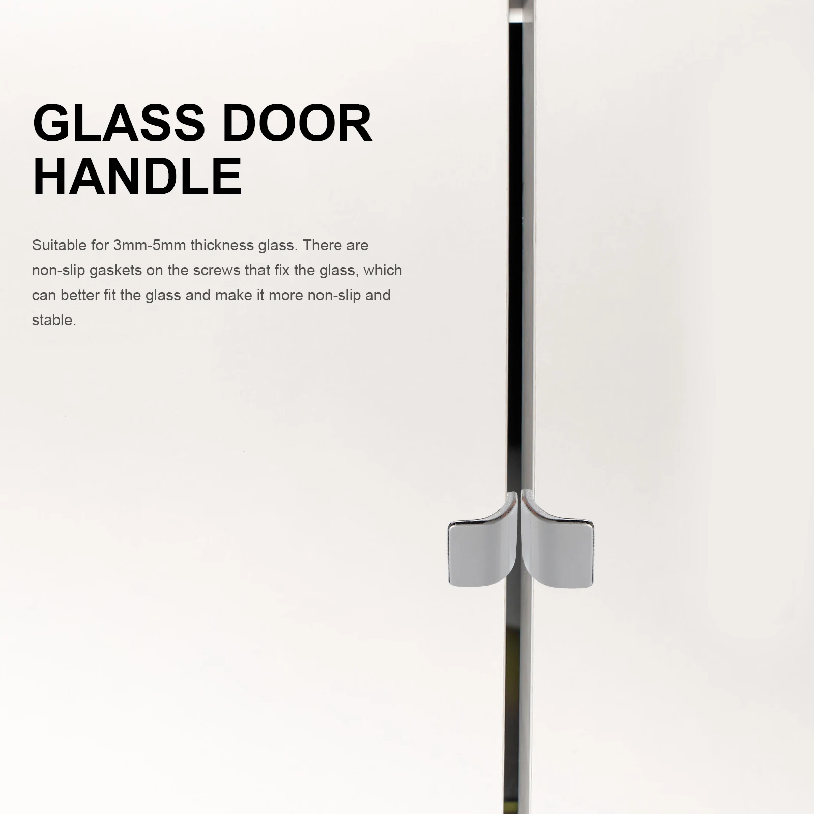 

4pcs No Hole Glass Door Handle Zinc Alloy 3mm-5mm Thickness Non-Slip Gaskets for Shower Doors Dressing Table Silver Modern Home