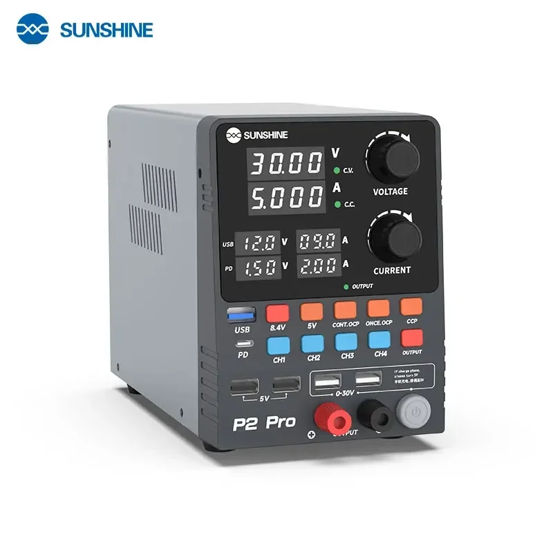 SUNSHINE P2 Pro Toroidal Transformer Power Supply With Four-digit Display For Mobile Phone Fast Charge Repair Power Supply