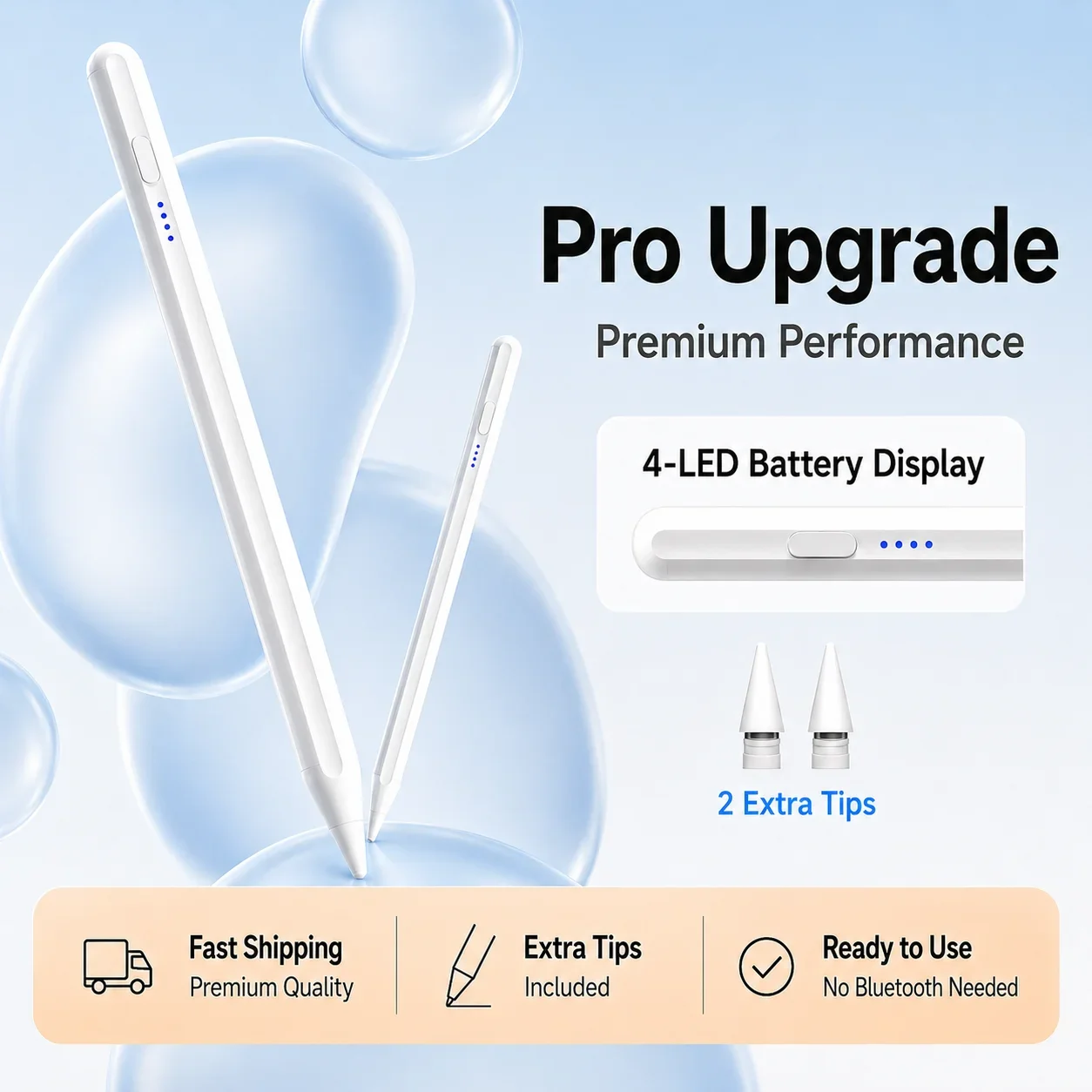Stylus Pen for iPad 2018-2026, Magnetic Capacitive Pencil with Battery Display, Fine Tip No Lag Type-C Fast Charging for Writing