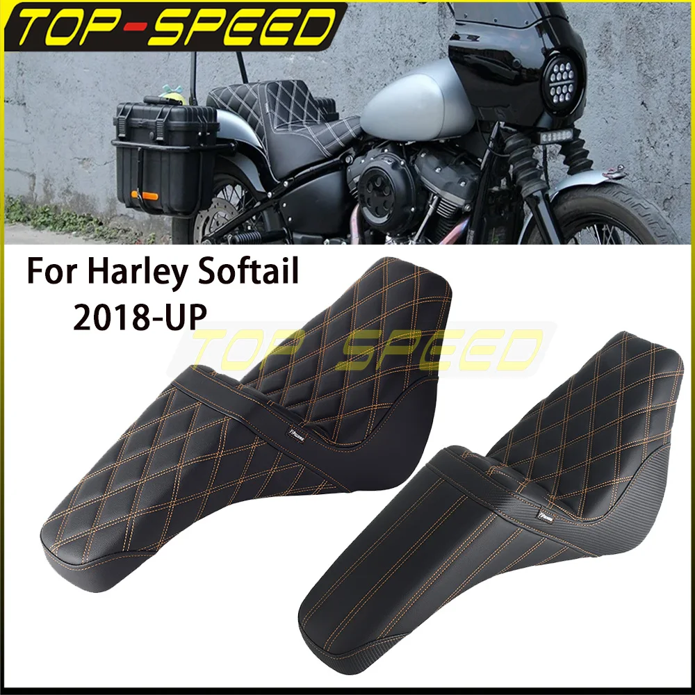 For Harley Softail Street Bob Slim FXBB FXBBS FXSL 2018-24 Motorcycle Two-Up Seat Cover Cushion Driver Front Rear Passenger Seat