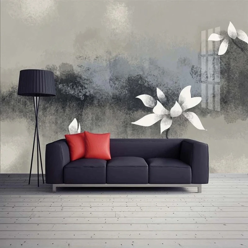 Custom Size Chinese Style Ink Painting Lotus Artistic Landscape Photo Mural Bedroom Living Room Decoration Wallpaper Home Decor