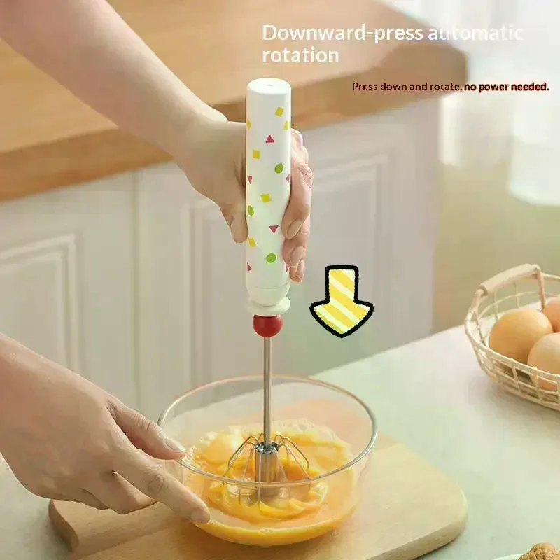 Household Semi-automatic Egg Beater Stainless Steel Cream Manual Beating Egg Mixer Food Grade Baking Tool