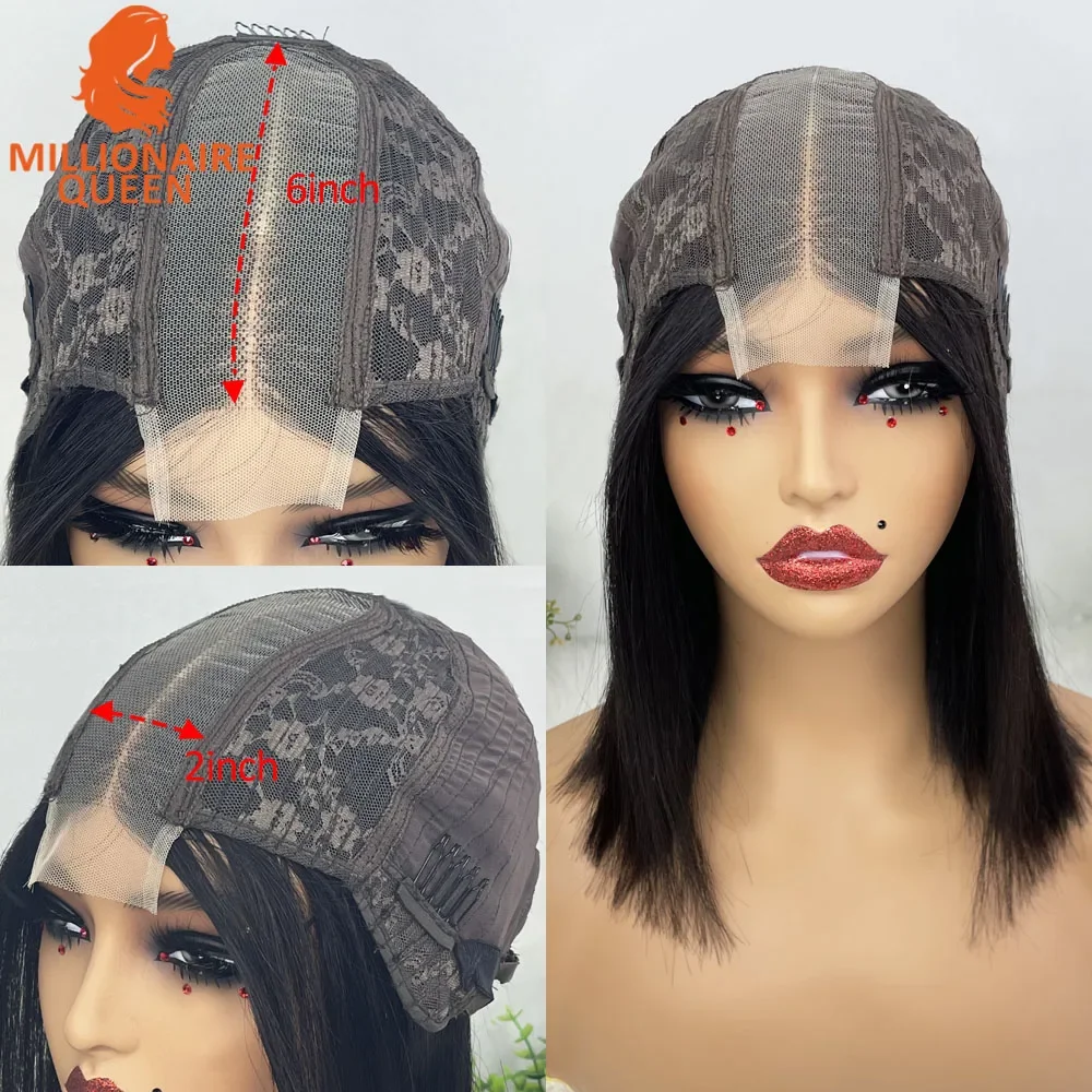 Vietname super duplo desenhado curto bob perucas em linha reta 2x6 peruca de fechamento do laço para as mulheres 100% cabelo humano laranja doce laço bob perucas