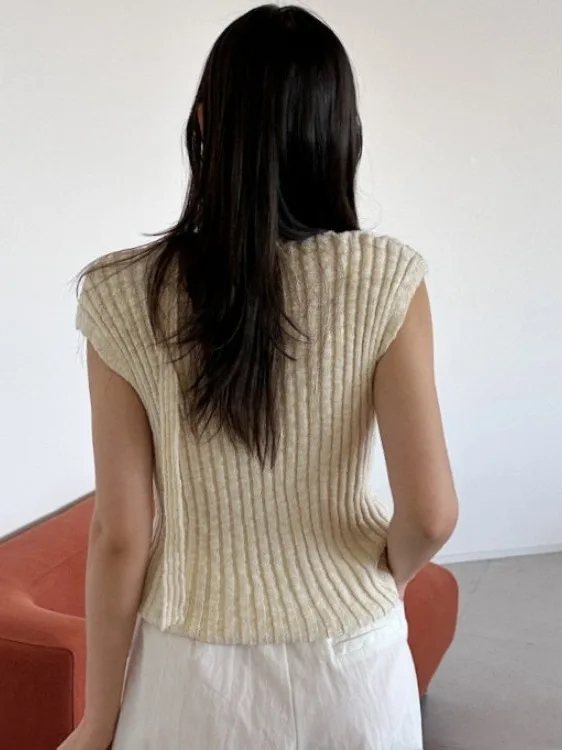 

Simple Sle Women's Knitted Sweater Summer New Slimming Top Ne Hanging Sa Stripe Pattern Faionable Casual Wear