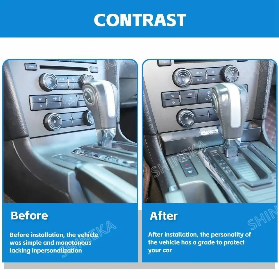 SHINEKA Stauraum-Organizer für Ford Mustang 2010 2011 2012 2013 2014, ABS-Auto-Schalthebel-Aufbewahrungsbox, Organizer, Innenzubehör – Detail 2