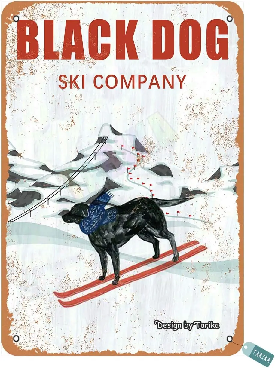 Keely Black Dog Ski Company for Home,Living Room,Outdoor,Restaurants,Club,House,Room,Cafe,Pubs,Man Cave Metal Vintage Tin S sign