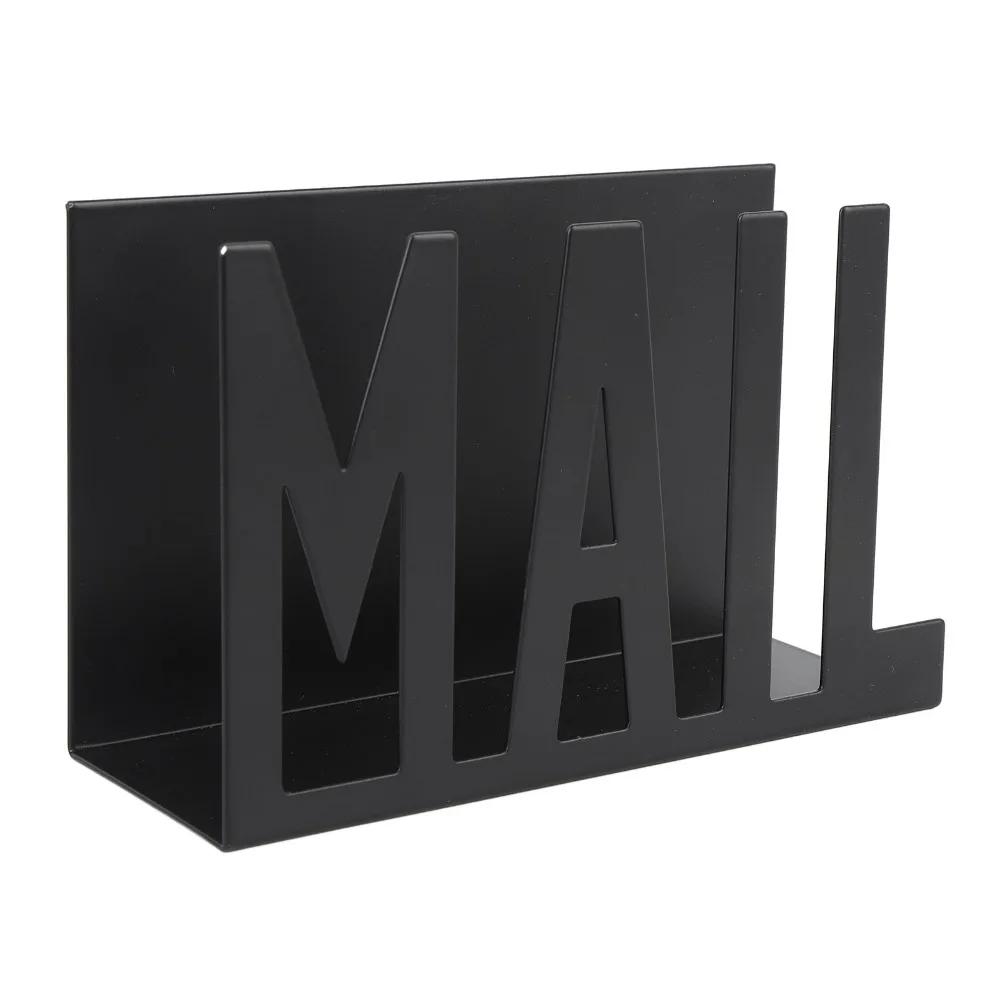 Metal Construction Mail Organizer Cutout Design Hollow Design Mail Holder Modern Style Two-Sided Design Letter Organizer