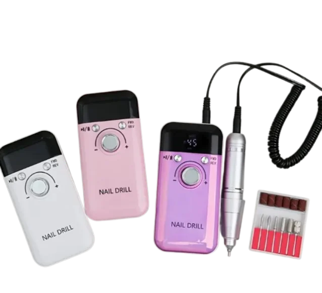 Ensemble de perceuse à ongles électrique, perceuse à ongles Rechargeable Portable, 45000 tr/min, adaptée aux ongles en cristal, ongles en Gel, polissage de manucure