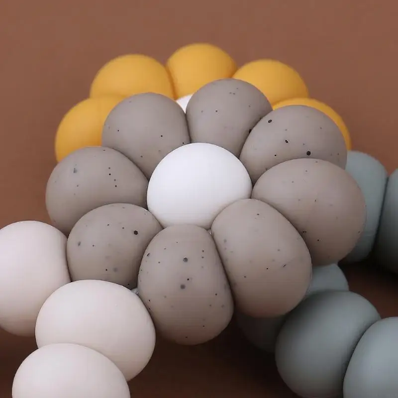 

Q0KB Baby Flower Shaped Silicone Beads Teething Toy Baby Infants Rattle Chewable Nursing Biting Chewing Soother Teething Toy