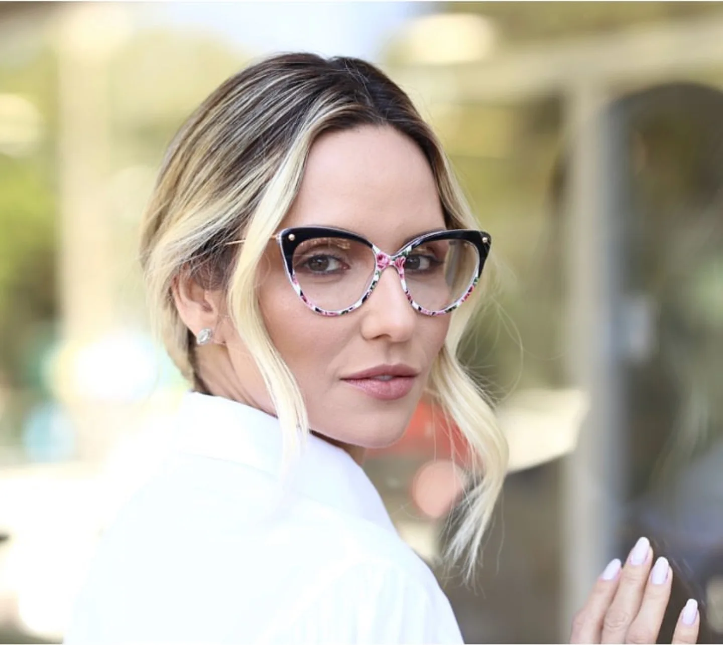 45651 Cat Eye Glasses Frames Plastic titanium Women Trending Rivet Styles Optical Fashion Computer Glasses