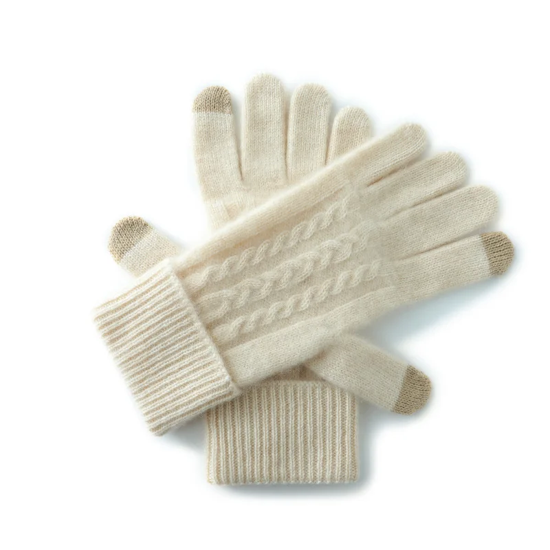 

Зимние высококачественные перчатки из 100% натурального кашемира с сенсорным экраном для женщин, мягкие, теплые, эластичные, вязаные, полнопальцевые, женские