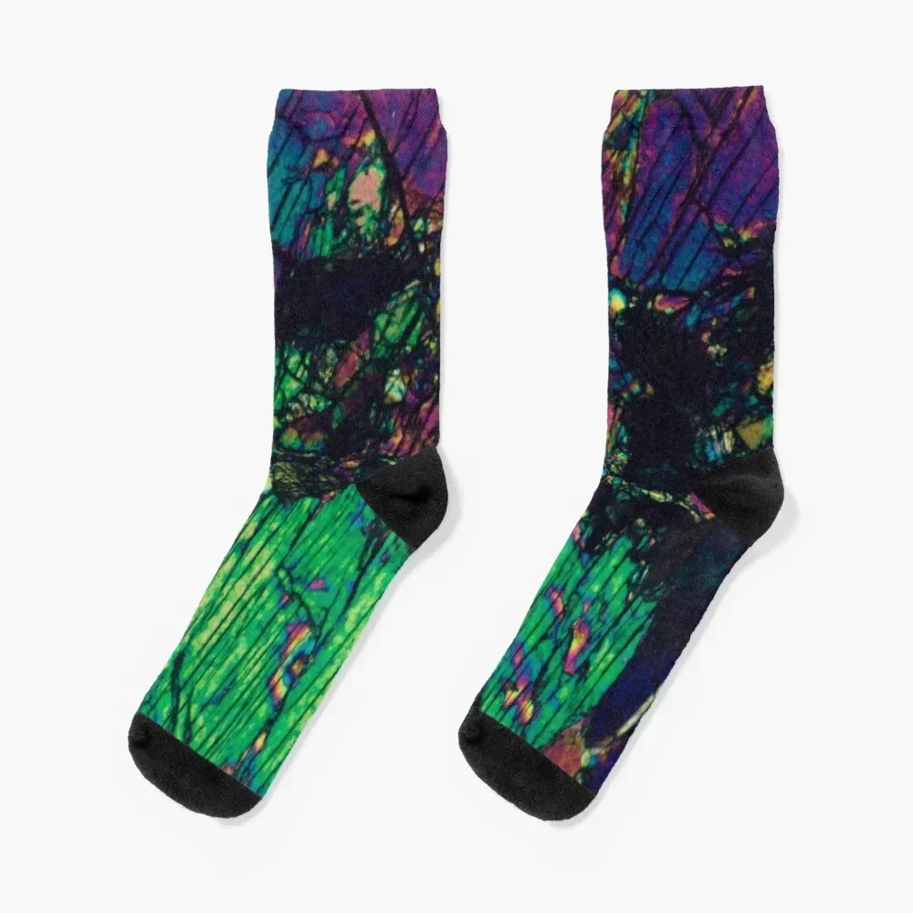 Pyroxene Crystals - Geological Thin Section Photography Socks Lots happy Woman Socks Men's