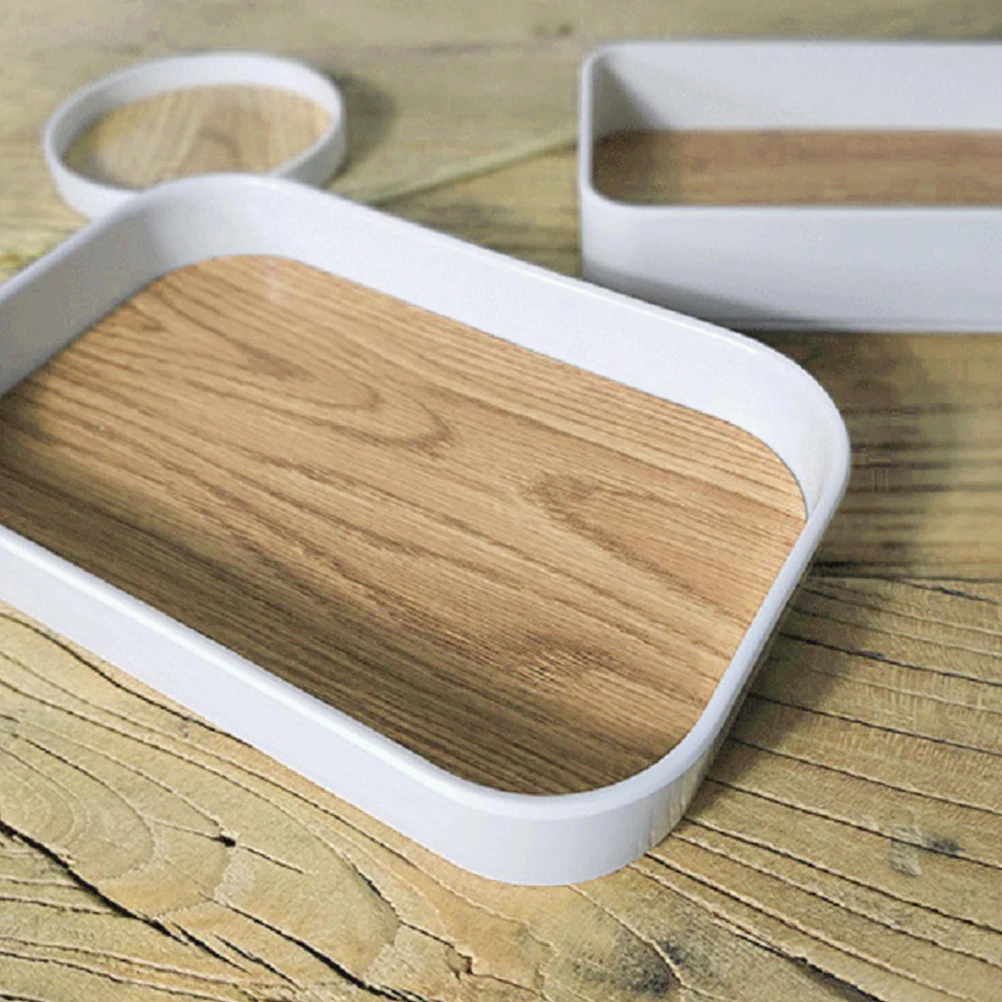 1pc Wood Grain Storage Box Desktop Organizer For Cosmetics Stationery Household Container Compact Size Easy To Clean