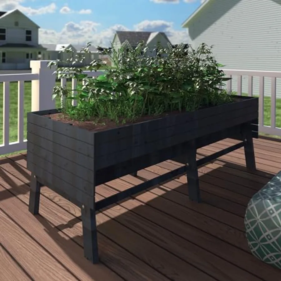 6x3x2FT Cedar Raised Garden Bed for Outdoor, Raised Garden Bed with Legs, 837lbs Large Elevated Garden Planter Box with Liner D