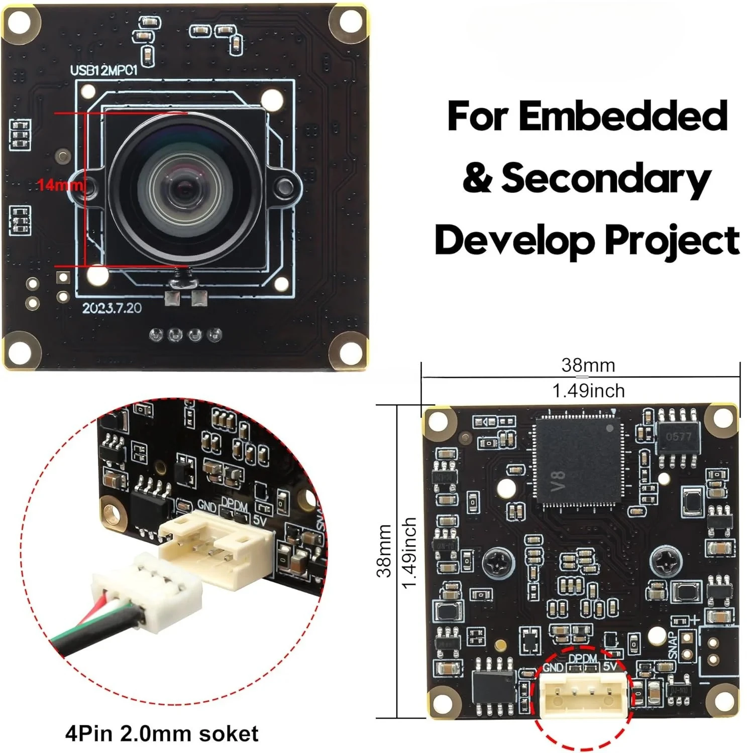 12MP USB Camera Module 1080P 120fps Plug‑and‑play Sensing Unit for Industrial Check Medical Device Aerial Capture