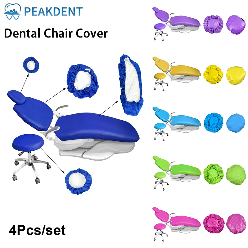 4pcs/set Dental Chair Cover Unit PU Leather  Dental Chair Elastic Waterproof Protective Cover and Dental Chair Cushion Foot Pads