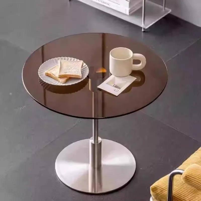 Nordic stainless steel bedroom side table medieval sofa side table simple wheeled bedside table