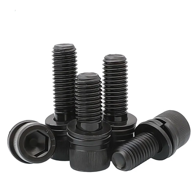 M3 M4 M5 M6 M8 M10 12 Schwarz Grade 12,9 Stahl Allen Hexagon Hex Buchse Kappe Kopf SEM Schraube Flache washer Frühling Dichtung Montieren Bolzen – Detail 2