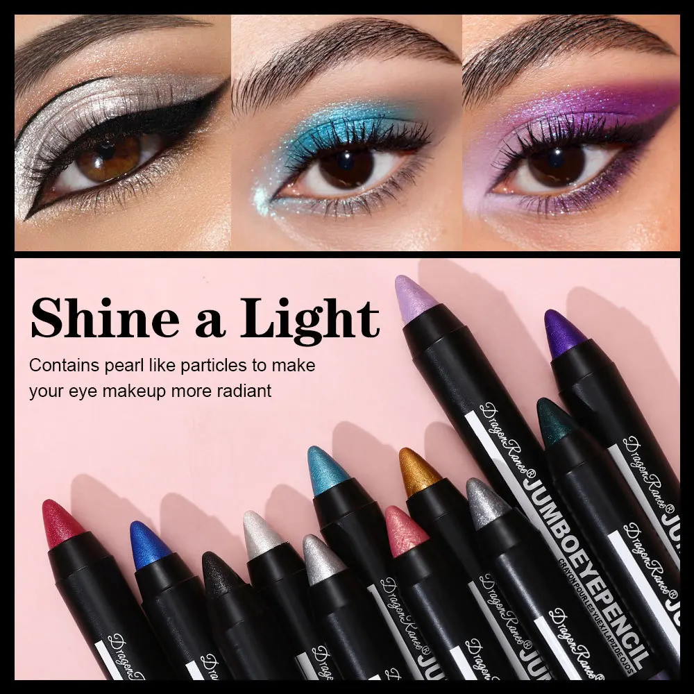 Metallic Eyeshadow Stick Glitter Highlighter Waterproof Long-Lasting Pearlescent Eyeshadow Pen Contouring Eye Makeup Eyeliner