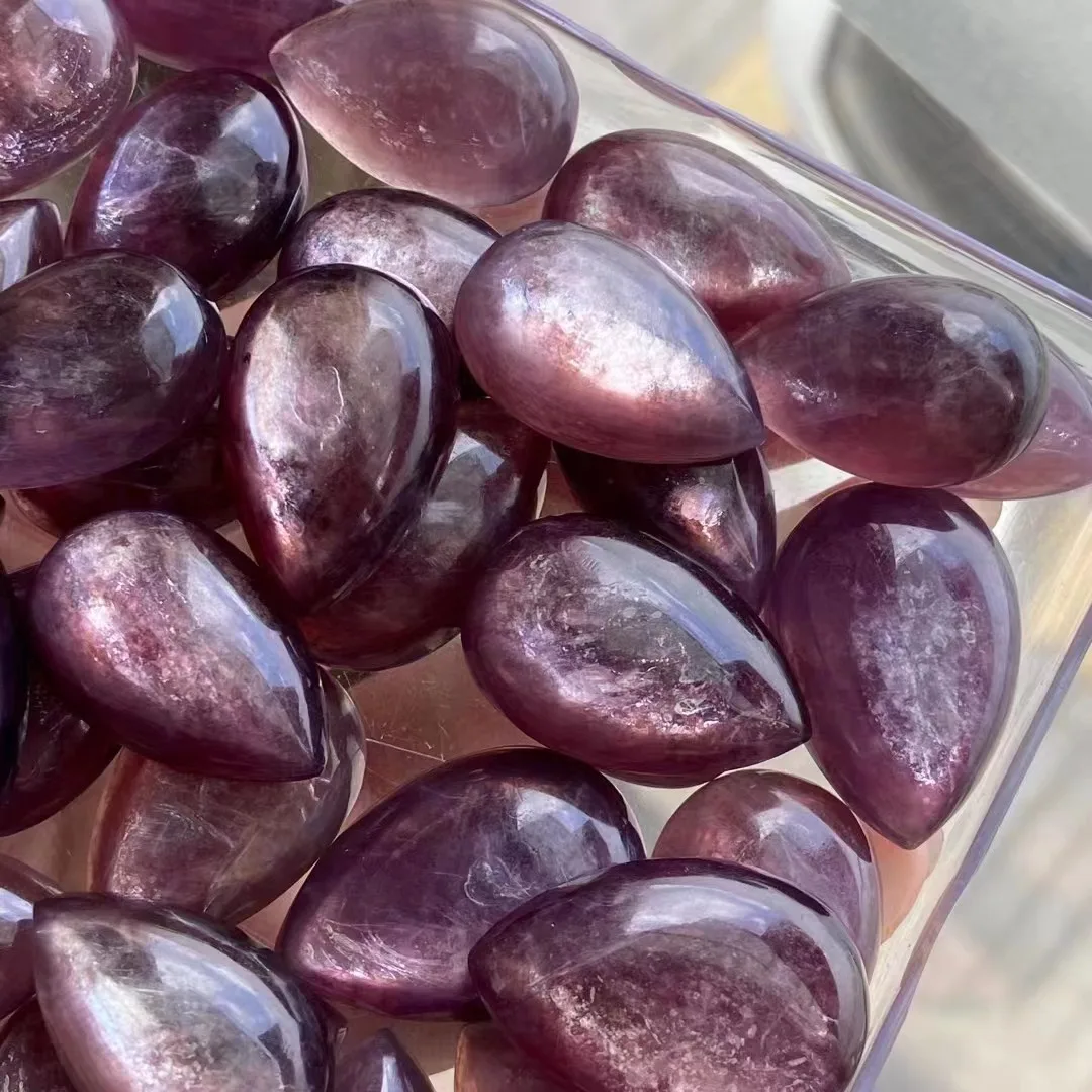 Wholesale Mixed 10pcs/lot Genuine Purple Lithium Mica Bead Pendant 16-26 mm Pear Drop Gemstone Loose Jewelry