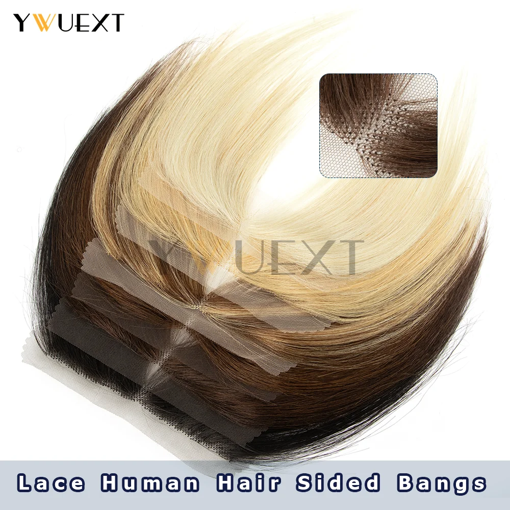 YWUEXT قطع شعر أشقر بني أسود غير مرئية من الدانتيل شعر بشري على الوجهين خصلات شعر مستقيمة قابلة للتنفس ومريحة 25 سم