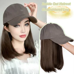 Synthetic12/16/18inch duckweave cap straight hair inward wig baseball capwater wave wig extensions ponytail daily Christmas